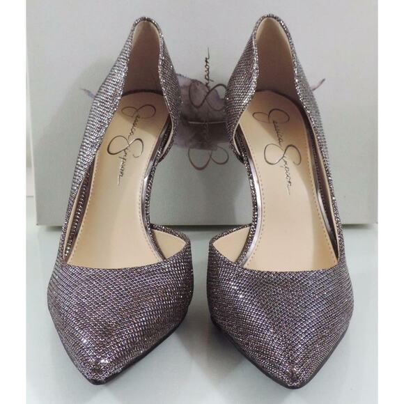 Jessica Simpson Claudette D'Orsay Dress Pumps Heels Bronze Sparkle Mesh - Picture 5 of 8